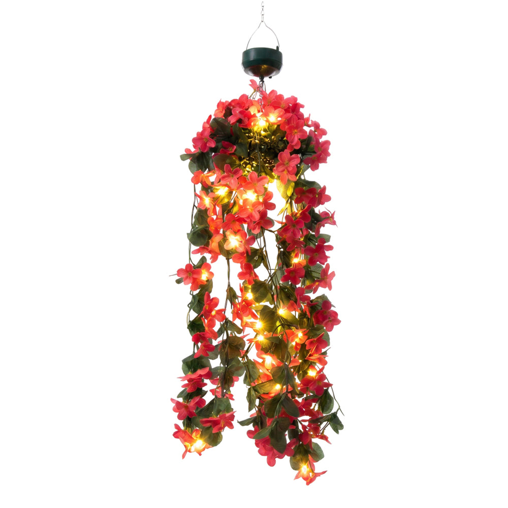 Solar Hanging Lights – Pink Primrose Flower 30 LED Garden Lights