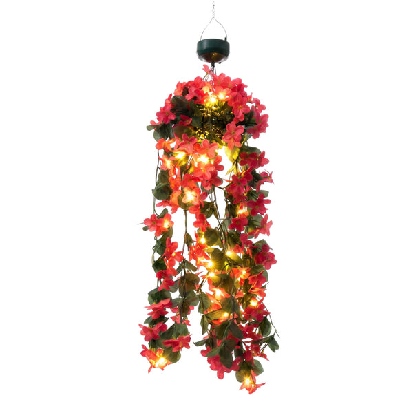 Solar Hanging Lights – Pink Primrose Flower 30 LED Garden Lights