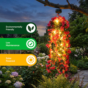 Solar Hanging Lights – Pink Primrose Flower 30 LED Garden Lights