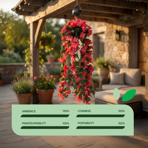 Solar Hanging Lights – Pink Primrose Flower 30 LED Garden Lights