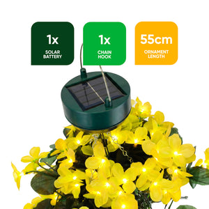 Solar Hanging Primrose Flower Lights – Yellow 30 LED Garden Lights