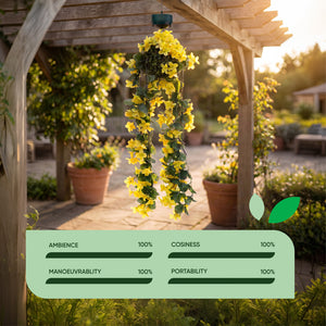 Solar Hanging Primrose Flower Lights – Yellow 30 LED Garden Lights