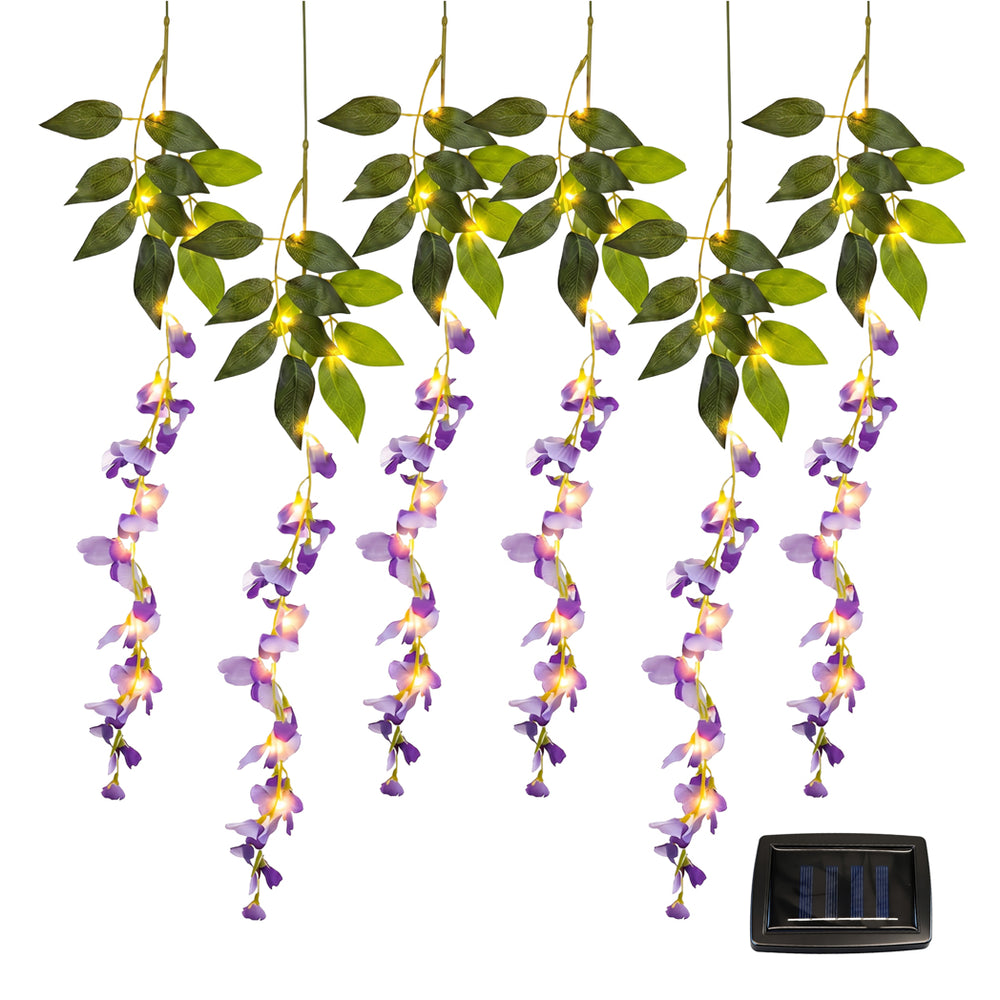 Solar Hanging Lights – Wisteria Flower 6 Piece Set with 60 LED Garden Lights