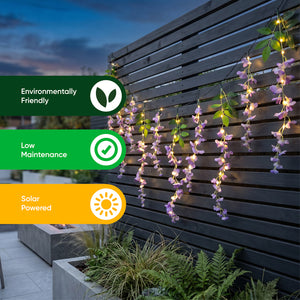 Solar Hanging Lights – Wisteria Flower 6 Piece Set with 60 LED Garden Lights