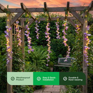 Solar Hanging Lights – Wisteria Flower 6 Piece Set with 60 LED Garden Lights