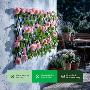Solar Garden Trellis – Pink Flower Trellis with LED Lights