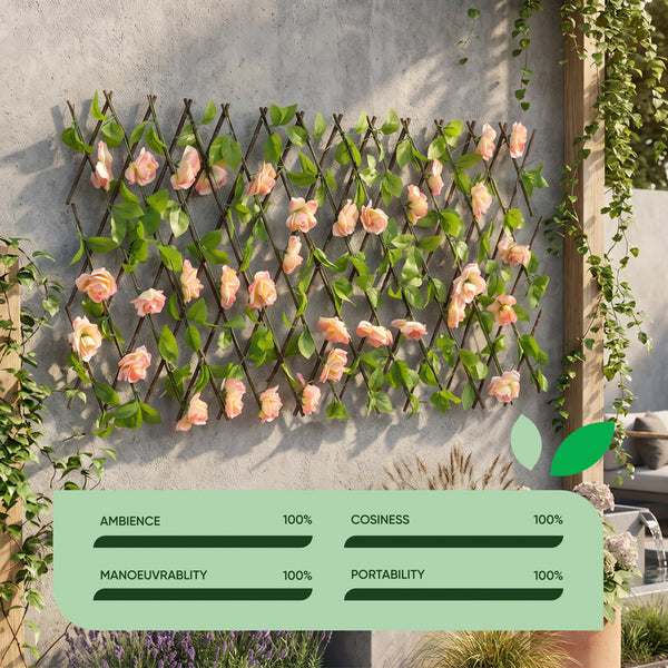 Solar Garden Trellis – Pink Flower Trellis with LED Lights