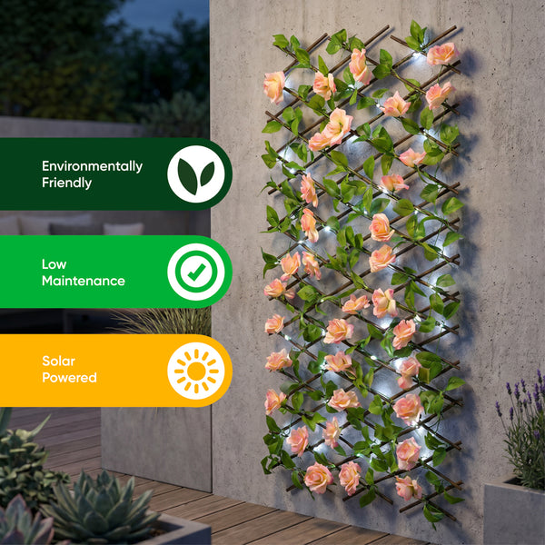 Solar Garden Trellis – Pink Flower Trellis with LED Lights
