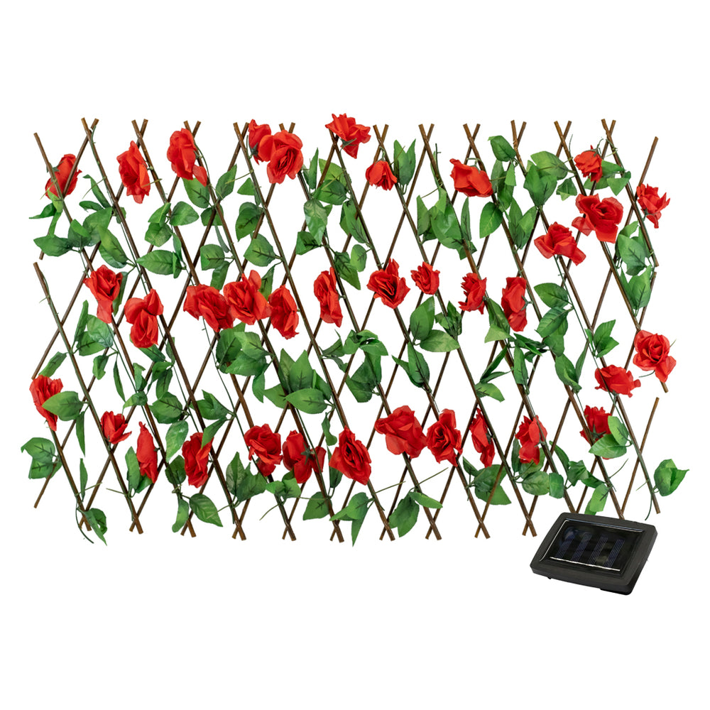 Solar Garden Trellis – Red Flower Trellis with LED Lights