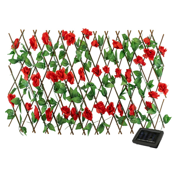 Solar Garden Trellis – Red Flower Trellis with LED Lights