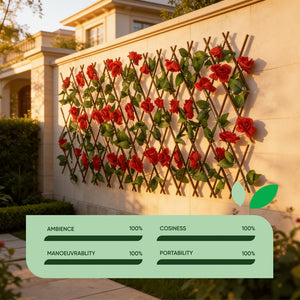 Solar Garden Trellis – Red Flower Trellis with LED Lights