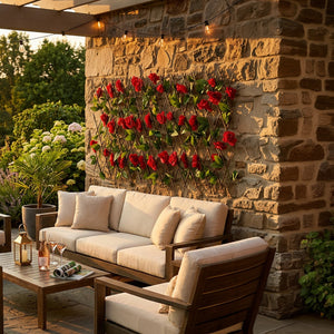 Solar Garden Trellis – Red Flower Trellis with LED Lights