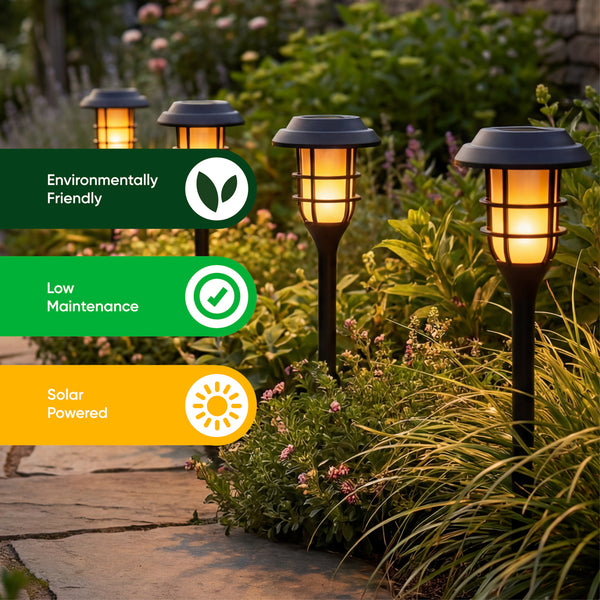 Pack of 4 Solar Stake Lights – Flaming LED Torch Lights