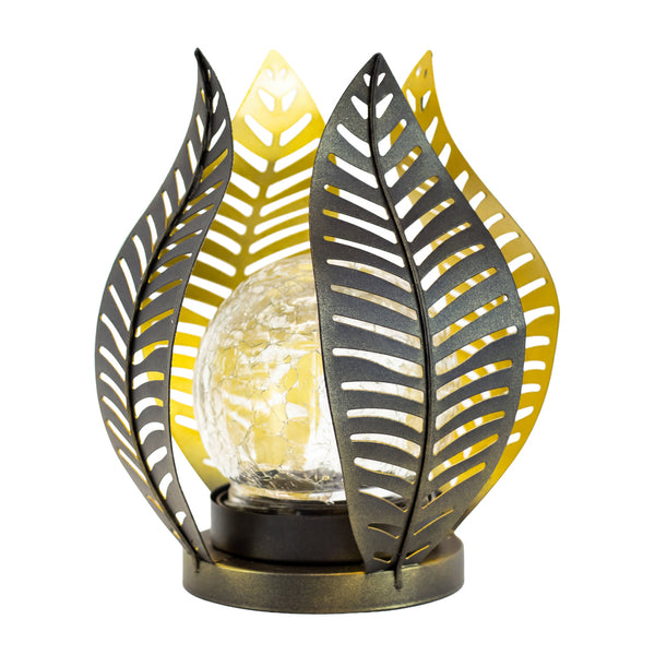 Solar Garden Ornament – Metal Tulip Flower with LED Crackle Glass Ball