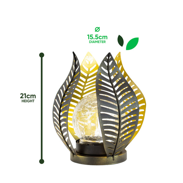 Solar Garden Ornament – Metal Tulip Flower with LED Crackle Glass Ball