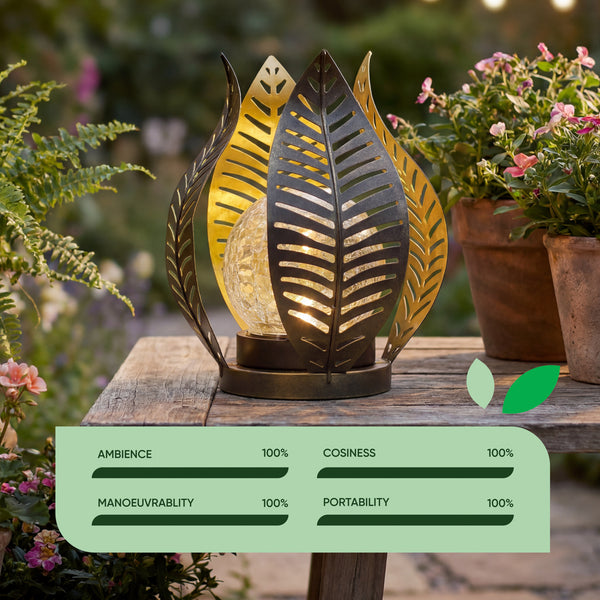 Solar Garden Ornament – Metal Tulip Flower with LED Crackle Glass Ball