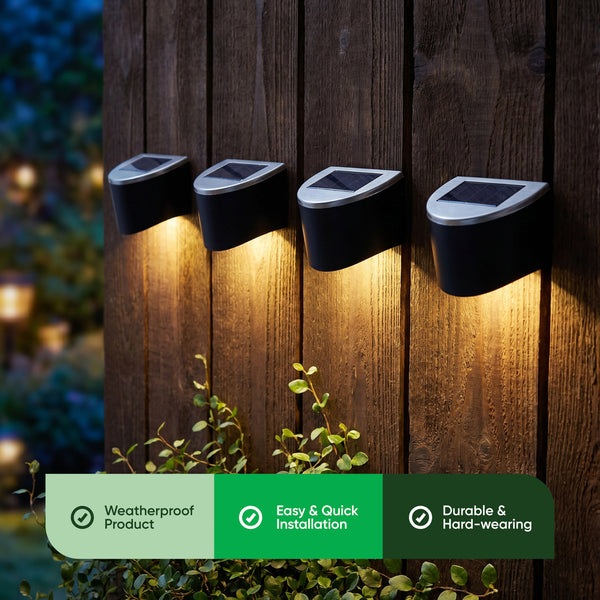 Pack of 4 Solar Fence Lights – Urbane LED Wall Lights