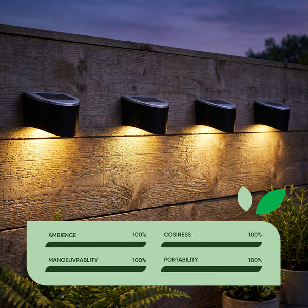 Pack of 4 Solar Fence Lights – Urbane LED Wall Lights