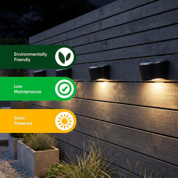 Pack of 4 Solar Fence Lights – Urbane LED Wall Lights