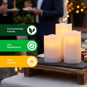 Solar LED Candle Set – 3 Piece Flameless Outdoor Candles