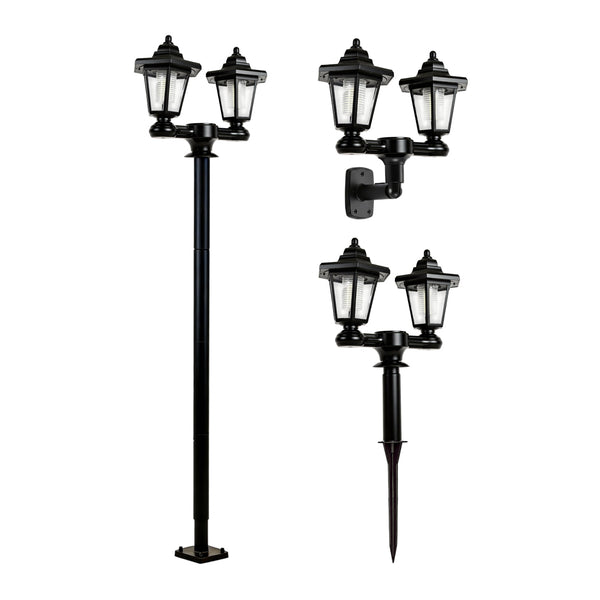 3-in-1 Double Headlamp Solar Garden LED Light