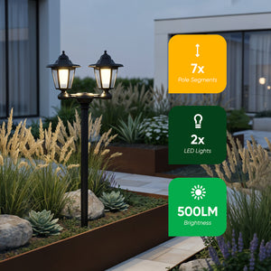 3-in-1 Double Headlamp Solar Garden LED Light
