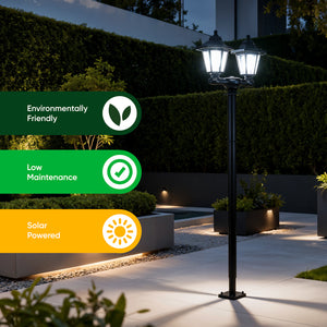 3-in-1 Double Headlamp Solar Garden LED Light