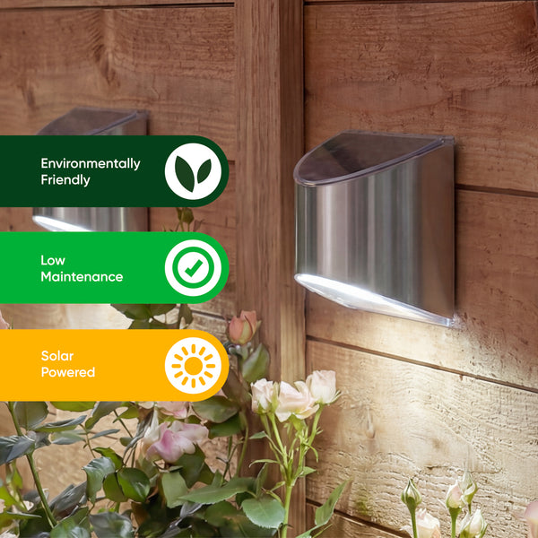 Pack of 2 Solar Fence Lights – Lucent LED Wall Lights