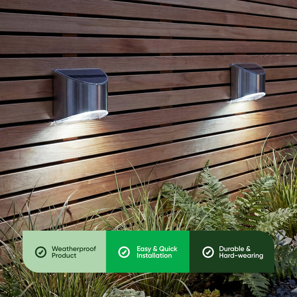 Pack of 2 Solar Fence Lights – Lucent LED Wall Lights