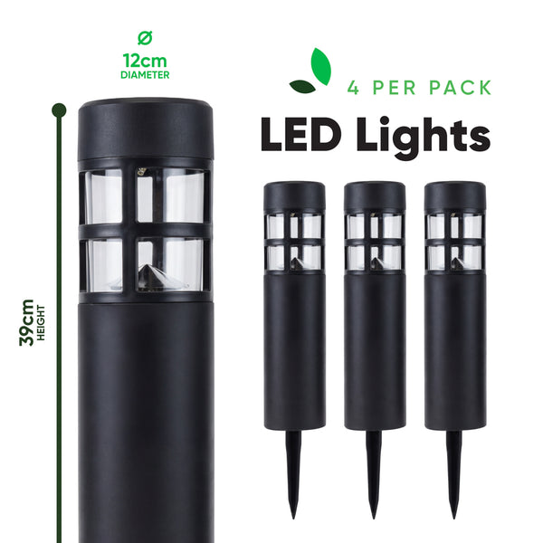 Pack of 4 Solar Stake Lights – Pillar LED Pathway Lights