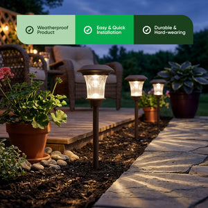 Pack of 4 Solar Stake Lights – Metal Pathway LED Lights