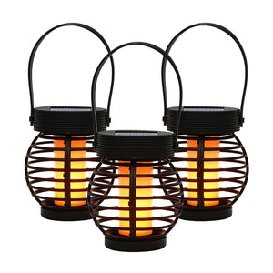 Pack of 3 Solar Hanging Lanterns – Mini Flame Effect LED Lights