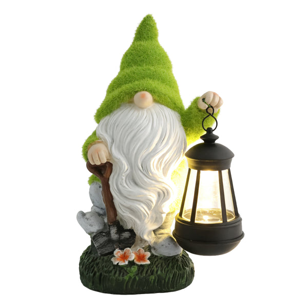 Solar Powered LED Garden Gonk Ornament with Lantern