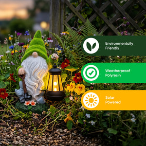 Solar Powered LED Garden Gonk Ornament with Lantern