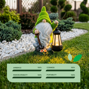 Solar Powered LED Garden Gonk Ornament with Lantern