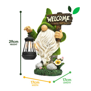 Solar Garden Ornament – Gonk with LED Lantern & Welcome Sign