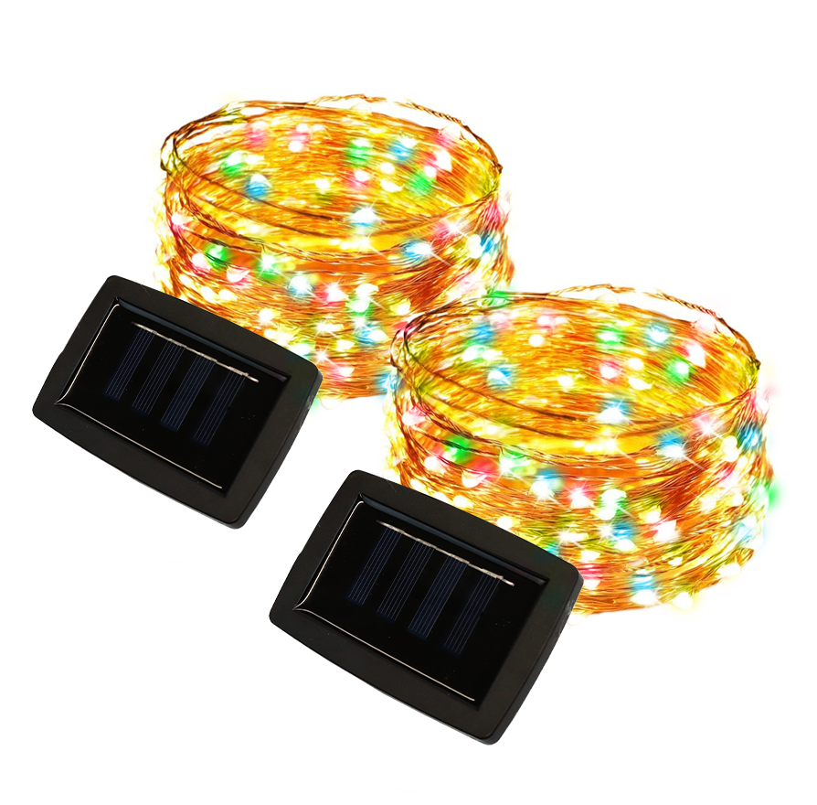 Pack of 2 20m Solar Multi-Coloured LED String Lights – 400 LEDs