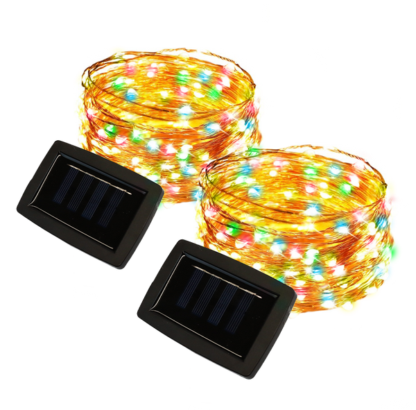 Pack of 2 20m Solar Multi-Coloured LED String Lights – 400 LEDs