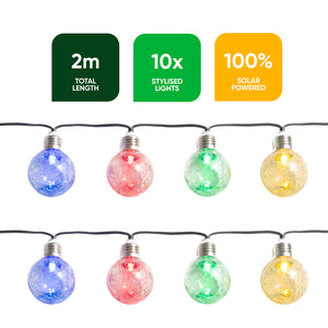 10-Piece Solar Crackle Ball String Lights – Outdoor LED Garden Lights