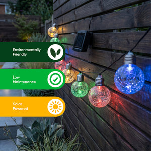 10-Piece Solar Crackle Ball String Lights – Outdoor LED Garden Lights