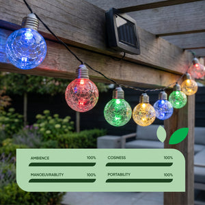 10-Piece Solar Crackle Ball String Lights – Outdoor LED Garden Lights