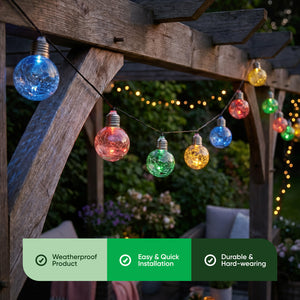 10-Piece Solar Crackle Ball String Lights – Outdoor LED Garden Lights