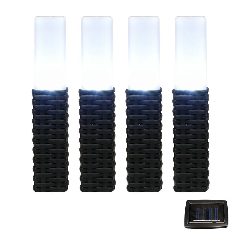 Pack of 4 Solar Stake Lights – Rattan Effect LED Lights