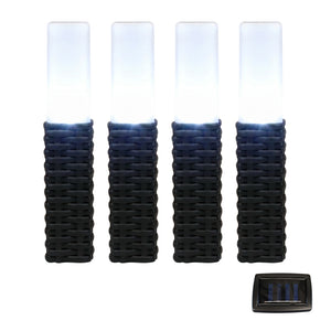 Pack of 4 Solar Stake Lights – Rattan Effect LED Lights