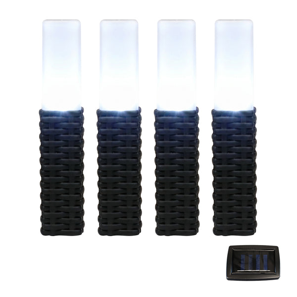 Pack of 4 Solar Stake Lights – Rattan Effect LED Lights