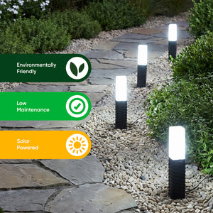 Pack of 4 Solar Stake Lights – Rattan Effect LED Lights
