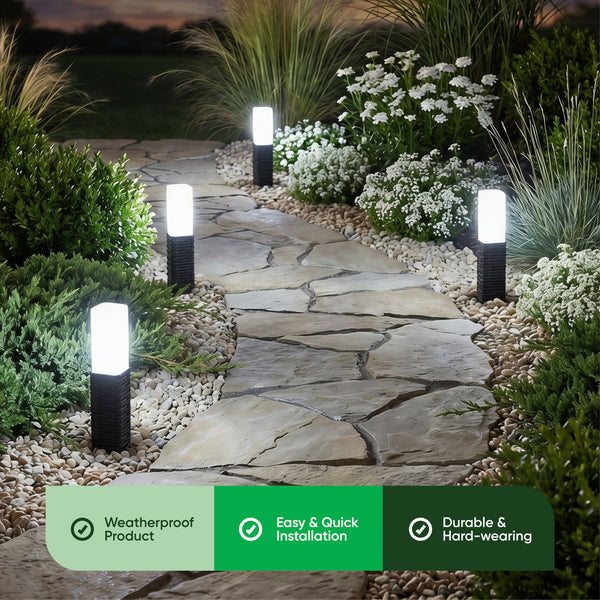 Pack of 4 Solar Stake Lights – Rattan Effect LED Lights