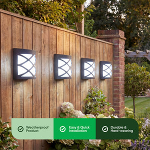 Pack of 4 Solar Fence Lights – Deck, Fence & Wall LED Lights