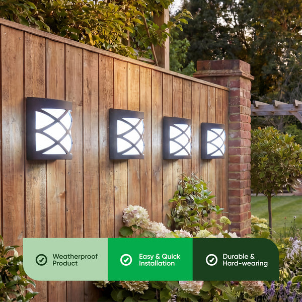 Pack of 4 Solar Fence Lights – Deck, Fence & Wall LED Lights