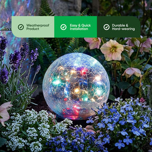 Solar Crackle Ball Light – Multi-Coloured 15cm LED Globe